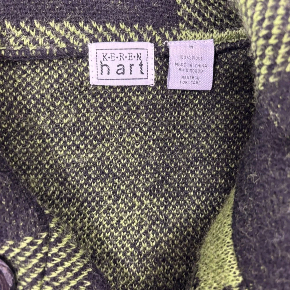 Keren Hart Green & Black Buffalo Check Pea Coat Women’s Medium